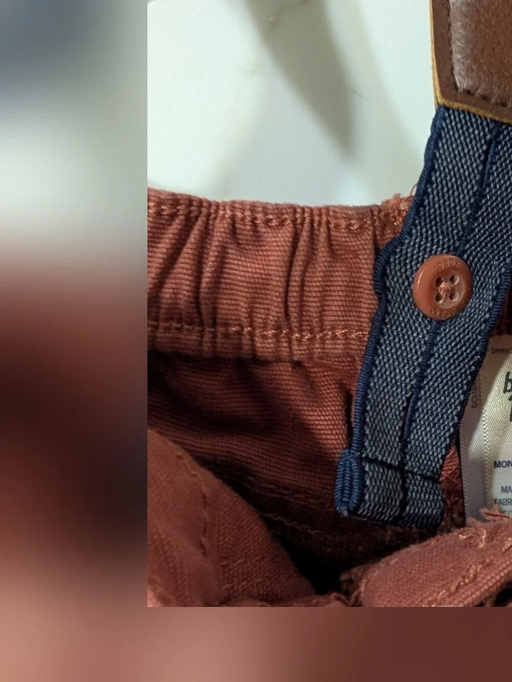 OshKosh B'gosh Kids Rust Brown Corduroy Pants with Navy Suspenders 12mo